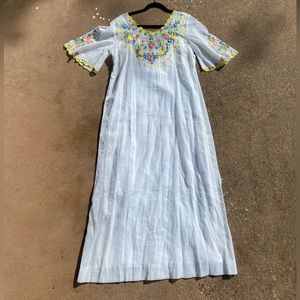 Vintage 1970s Philipino Embroidered White Dress
